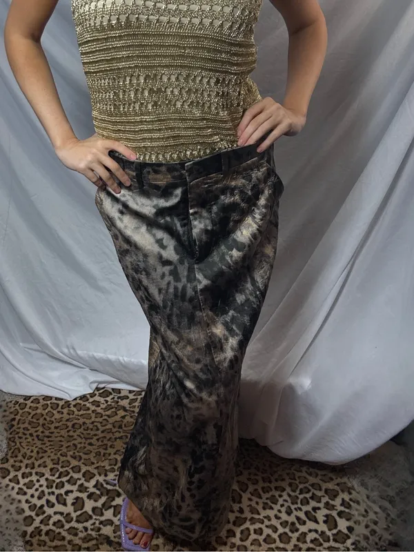 ZARA ZW Crinkled Print Midi Skirt Silky Bloggers Fave Leopard / Soft Brown NWOT - Image 3
