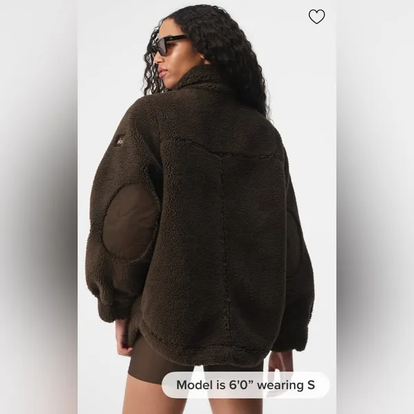 Alo Yoga NWT Plush Sherpa Edge Shacket in Expresso Button Down, Front Pockets S - Image 2