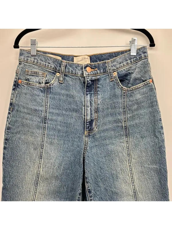 Universal Thread Vintage Straight Wide Leg Panel Design Distressed Hem Jeans 30R - Image 2