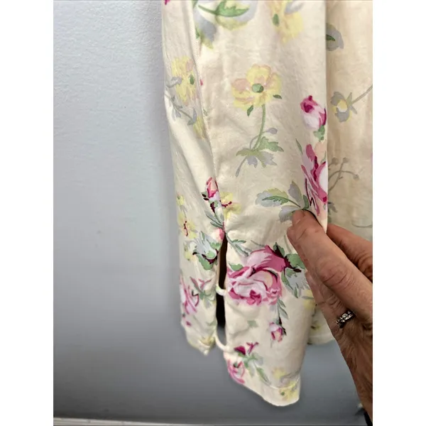 Zara Medium Dress Womens Floral Short Sleeve 90s Style‎ Yellow Pink Roses Lined - Image 15