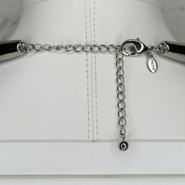 Chico's Rhinestone Silver and Gold Tone Black Braided Cord Necklace ✨ - Image 8