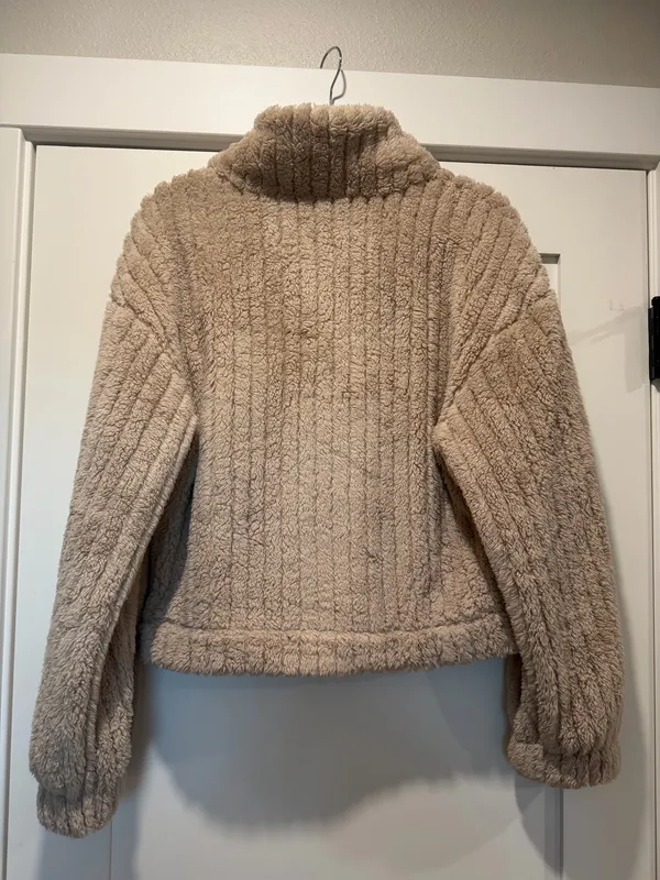 Button Teddy Jacket Tan Size M - Image 2
