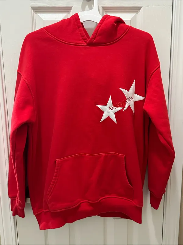 Aelfric Eden Star Color Contrast Oversized Hoodie size XS red - Image 13