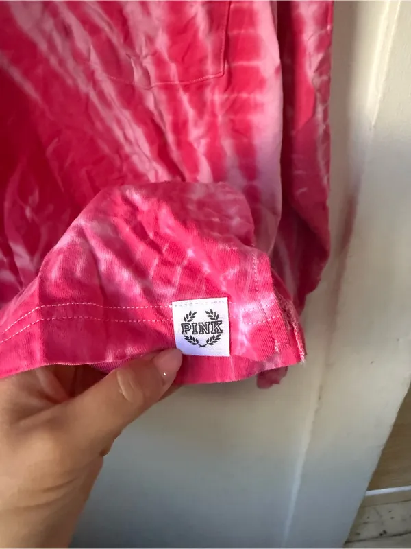 VS PINK Crewneck Tie Dye Cotton Long Sleeve T Shirt Small - Image 2
