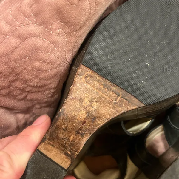 Coach Dark Brown Leather Wedge Sandals - Image 4