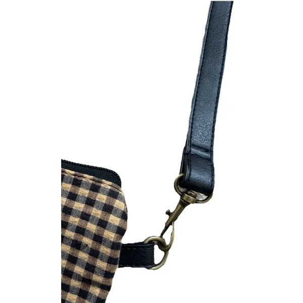 Longaberger Women's Tan and Black Plaid Crossbody Bag Purse 11"x 10"‎ - Image 3