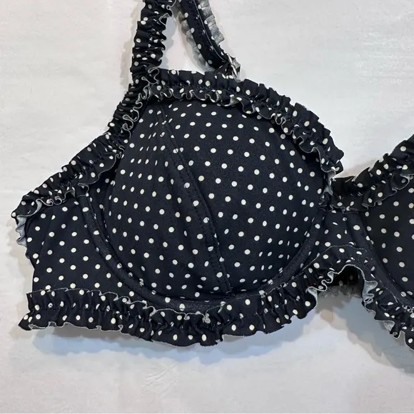 Tory Burch Polka Dot Underwire Bikini Swim Top Navy Blue‎ Size XS - Image 4