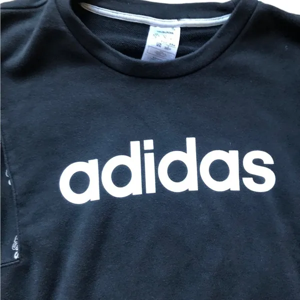 Adidas Linear Fav Core All Over Print Pullover Sweatshirt Sz M Black White - Image 4