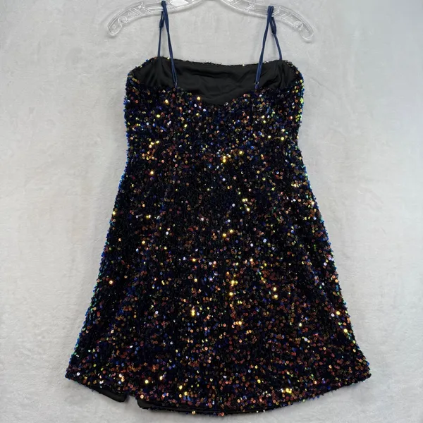 Hello Molly Sequin Mini Dress Party Cocktail‎ Navy Multi Size 8 - Image 10