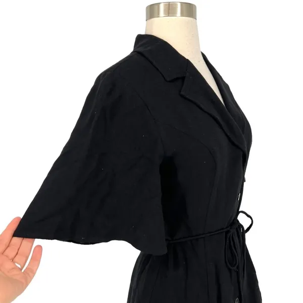 Emory Park Shirt Style Romper with Flutter Sleeves Black Size Small NWT - Image 4