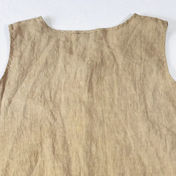 Hot Cotton Marc Ware‎ Linen Top Sleeveless Womens XL Relaxed Lagenlook Tan Beige - Image 6