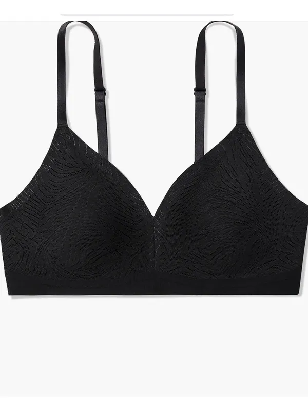 True & Co Lace Triangle Bralette, Black, Size XL, NWT - Image 3
