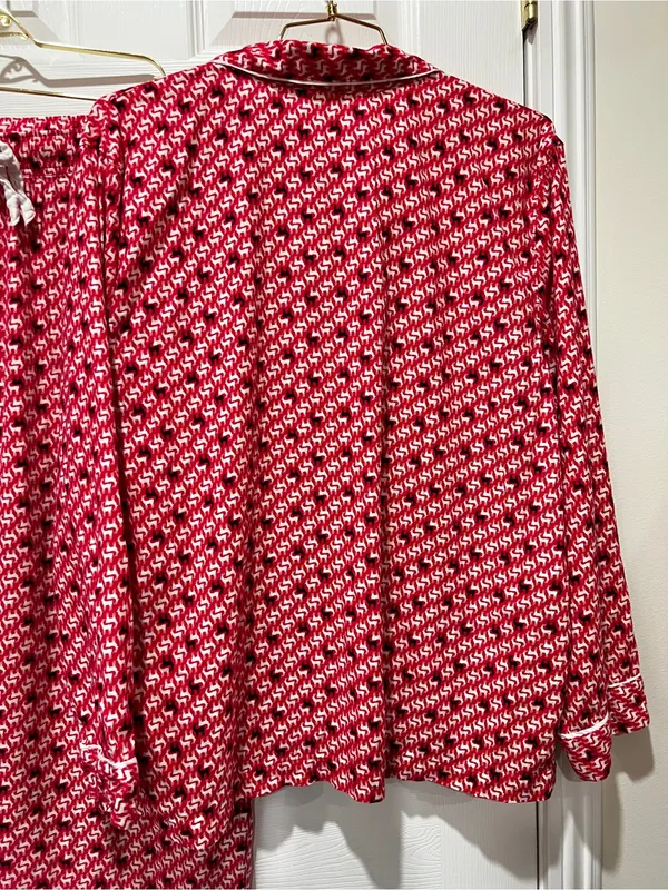 Victoria's Secret Flannel Reindeer Prints Pajama Set Size Large Red Black White - Image 5