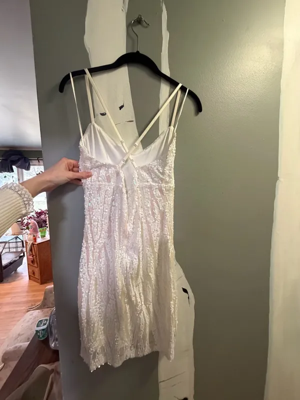 Guess White/ Iridescent Sequin Dress - Image 5