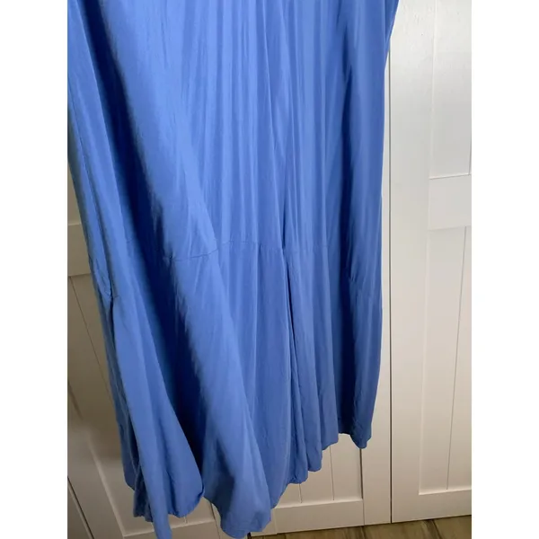 Love X Design Maxi Dress XL Blue Rayon Boho Flowy Tiered Tie Shoulder Resort - Image 10