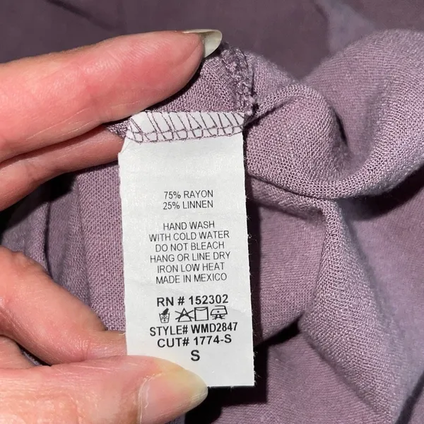 Wasabi+Mint Rayon Linen Puff Sleeve Cut Out Mini Swing Dress‎ Purple NWT Small - Image 5