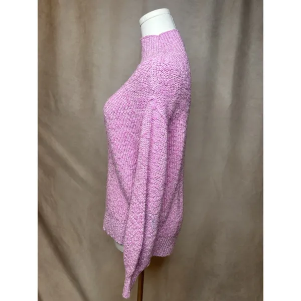 Aerie Pink Mock Neck Cotton Sweater XS Chunky Knit Pullover - Image 2