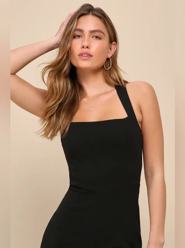 Lulus Glamorous Dedication Black Sleeveless Wide-length Jumpsuit - Size L - Image 4