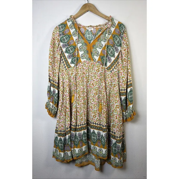 Umgee orange large Floral Shirt Midi Dress bohemian western 90's boho y2k casual - Image 2