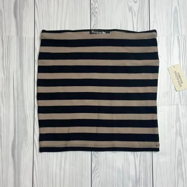 NWT Y2K Vintage Forever 21 Striped Micro Mini Skirt Black and tan medium - Image 3