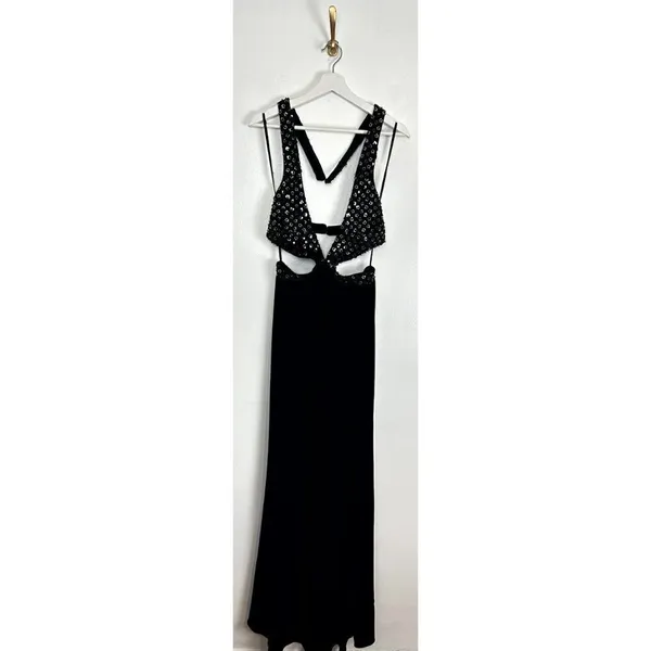 MAC DUGGAL Sequin Sheath Gown in Black Size US 6 - Image 3