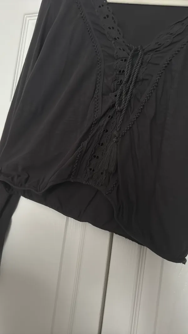 American Eagle Blouse Long Sleeve Dark Grey  - Image 3