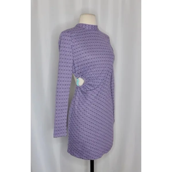 ZARA Lilac Jacquard Open Back Mini Dress Heart Detail Retro Knit Purple Small - Image 6