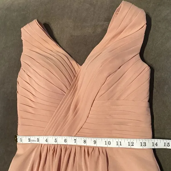 Women’s V-Neck Ruched Full Length Chiffon Bridesmaid Formal Dress Size S NWOT - Image 9