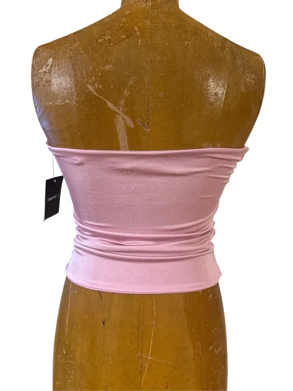 FOREVER 21 BEADED Sequin CLUB PARTY pink SEXY STRAPLESS TUBE TOP size medium - Image 3