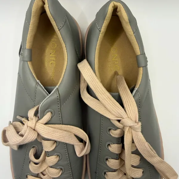 Vionic Gray and Beige Leather Sneakers - Image 3