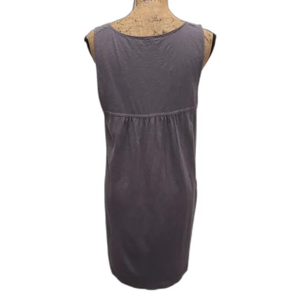 J.Crew Womens Gray Purple Sleevless Shift Dress Cotton Eyelet Lace Yoke Medium‎ - Image 5