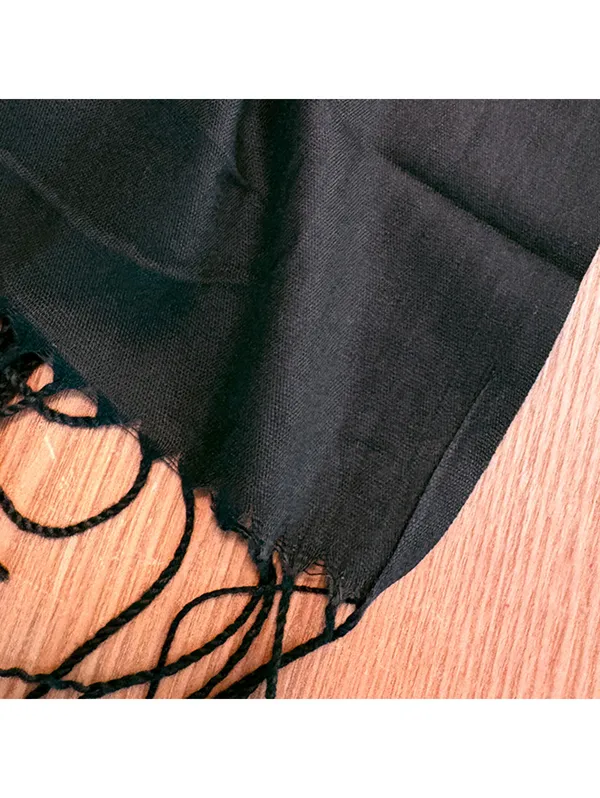 Black Fringe Scarf Wrap Shawl - Image 3