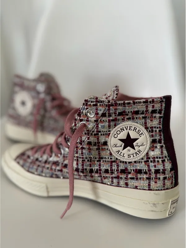 Converse Chuck Taylor All Star high top tweed sneakers pink - Image 8