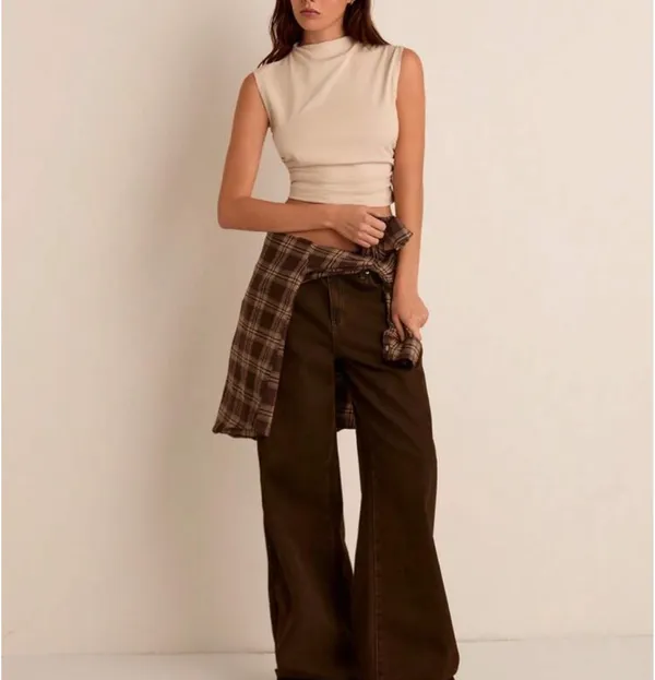 Khaki Ruched Tank Tan Size XS - Image 3