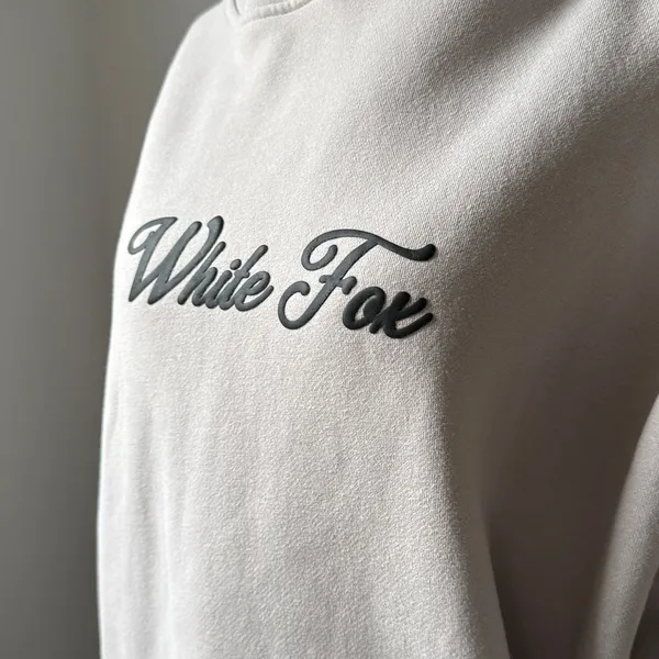 White Fox Boutique Hoodie with Black Letters M/L Oversized Season 7 Sweatshirt - Image 2