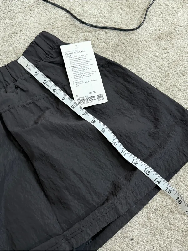 NWT Lululemon Crinkle Nylon High-Rise Mini Skirt Skort Lightweight in Black S - Image 12