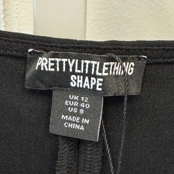 NWT PrettyLittleThing Shape Black Deep V-Neck Sleeveless Tie Back Top US 8 - Image 5