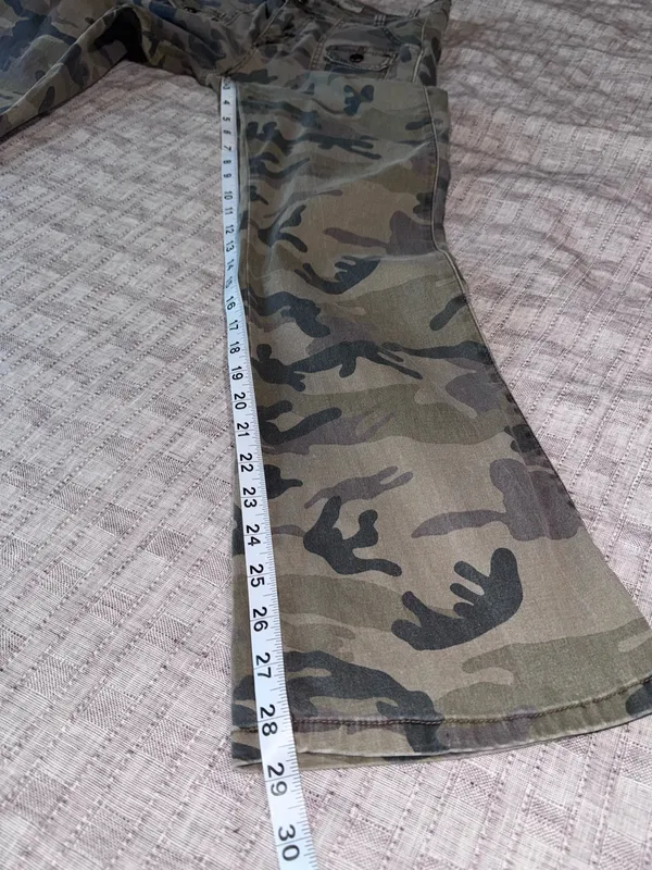 Duplex Y2k / 90s Style Olive Camouflage Bootcut Flare Jeans. Size 8 Petite - Image 13