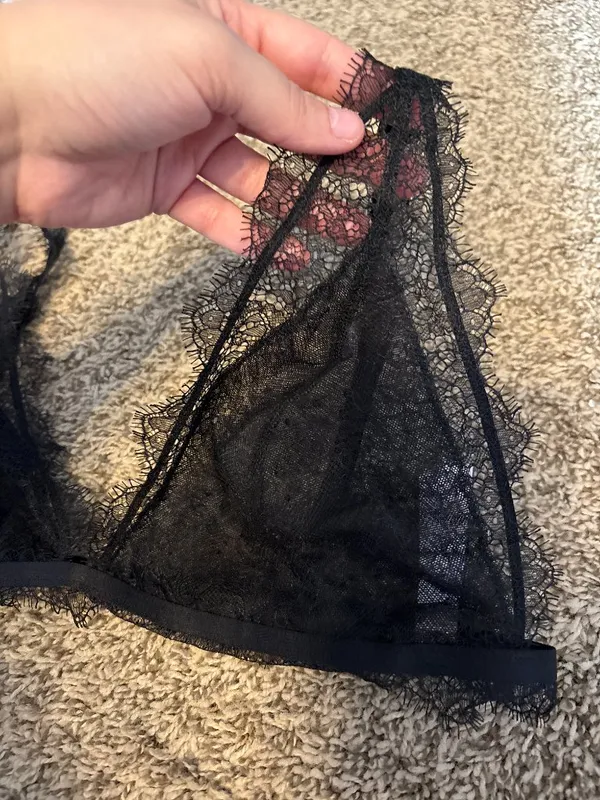 Victoria's Secret black lacy triangle bralette - Image 2