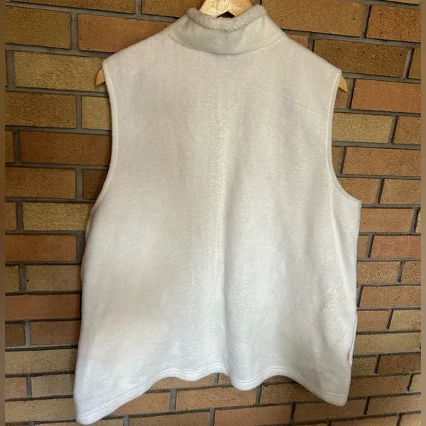 Breckenridge Womens Sleeveless Full Zip Fleece Vest Off White Snowflake Size 2XL - Image 6