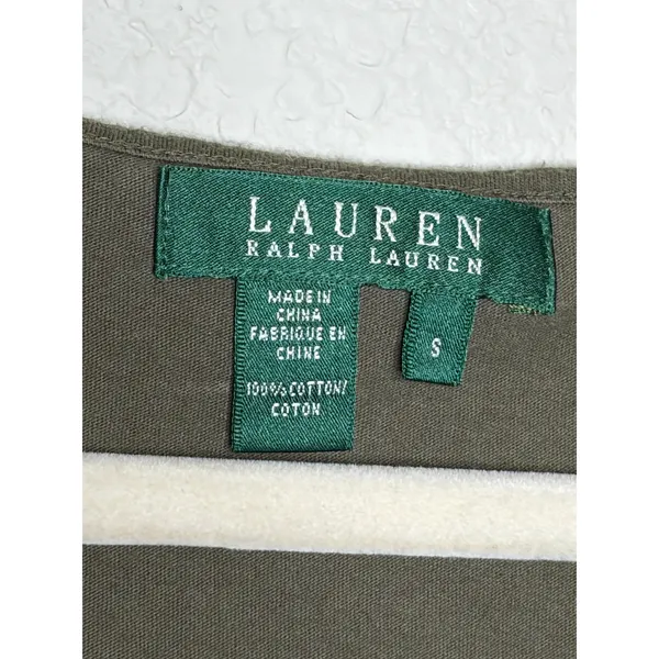 Lauren Ralph Lauren Ruffle Tank Top Olive Green Size S 100% Cotton - Image 3
