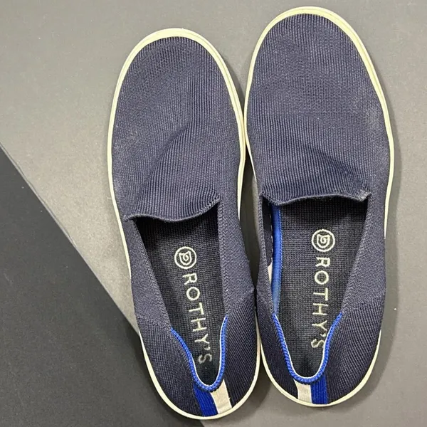 Rothys Navy Blue Classic Slide Sneakers Preppy‎ Quiet Luxury Designer 7.5 Women - Image 3