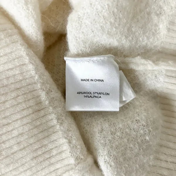 Quince Baby Alpaca Wool Diamond Stitch Crew Sweater Ivory Size XS - Image 4