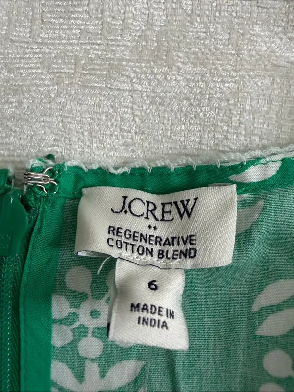 J.Crew Block Print Puff Sleeve Midi Dress Green Size 6 NWT - Image 3