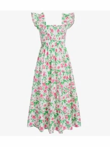 Hill House Home The Ellie Floral Nap Dress Pink Roses Poplin, XS - Image 5