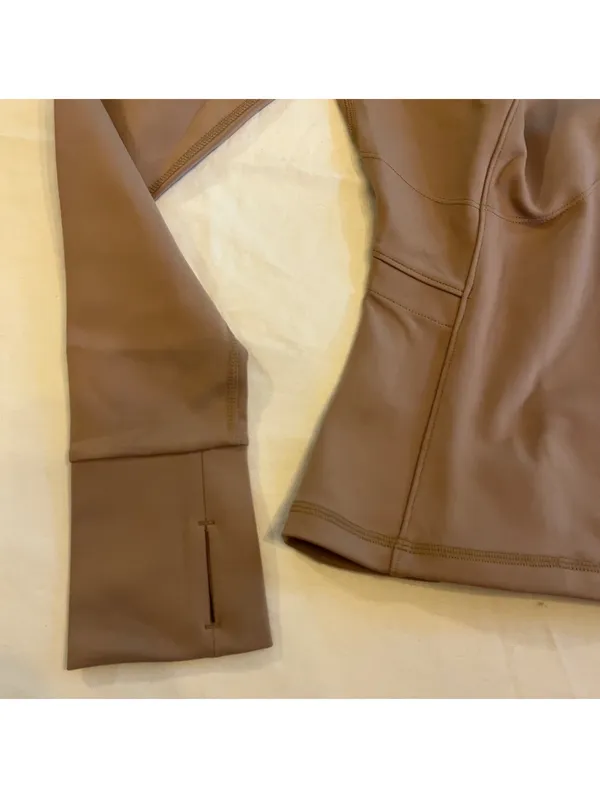 NEW Girlfriend Collective Women's Parker Seamed Jacket Woodsmoke Tan Active S - Image 3