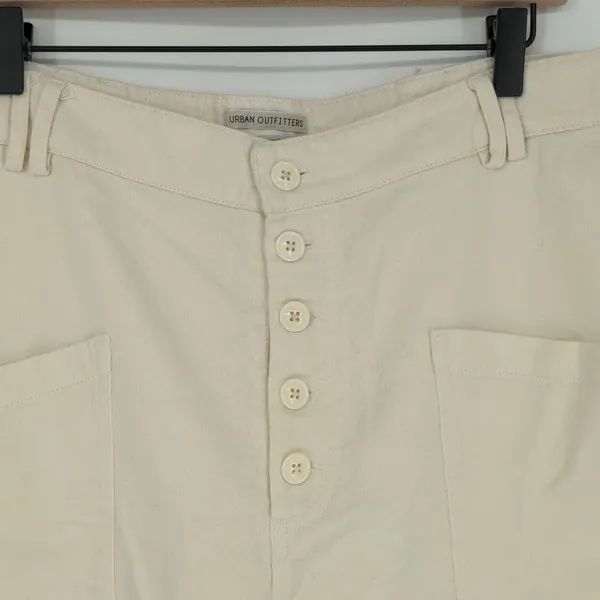 Urban Outfitters Women's High Waist Straight Leg‎ Cream Pants Size 12 Button Fly - Image 5