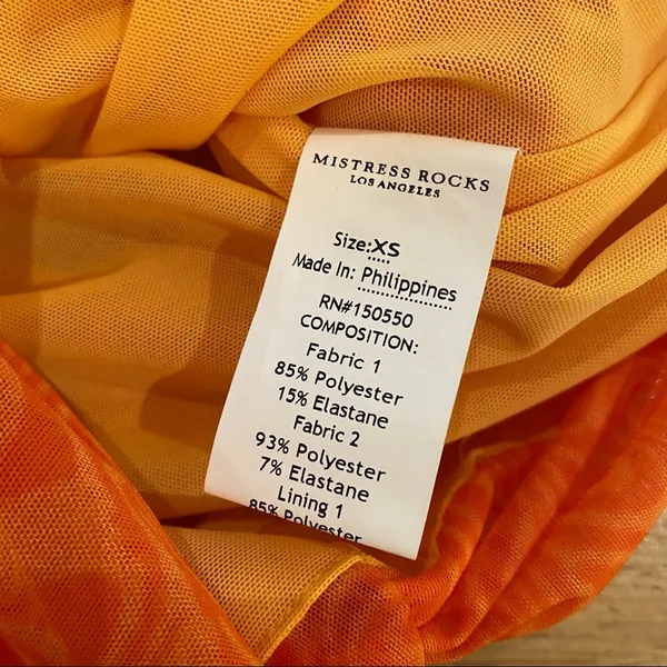 Mistress Rocks let Me Go Chocolate Orange Print Ruched Halter Mini Dress Size XS - Image 6