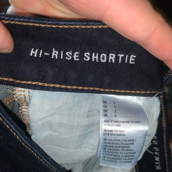 American Eagle dark wash cutoff 2 hi-rise shortie shorts - Image 3