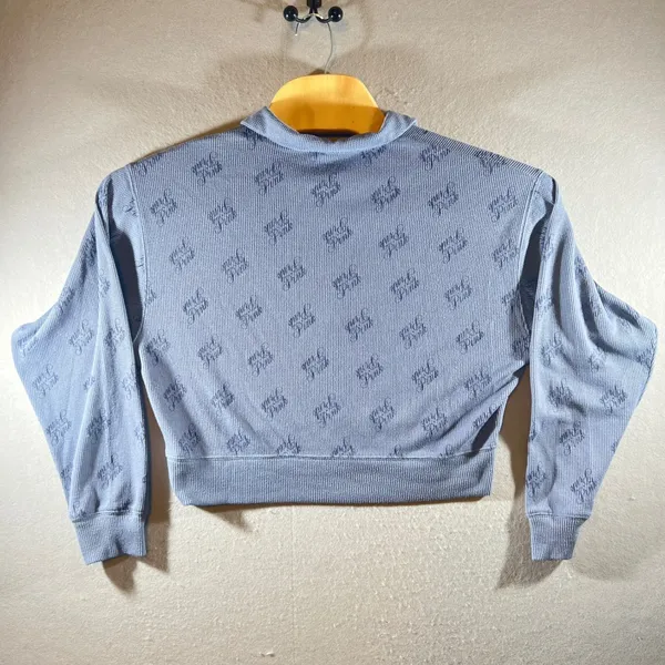 750 | PINK Victoria's Secret Waffle Knit Logo Cropped Sleep Top‎ Blue Womens M - Image 2